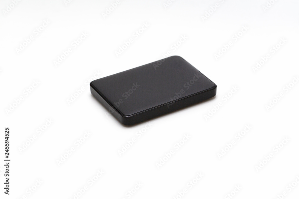 Black external hard-disk on a white background Black external hard-disk on a white background