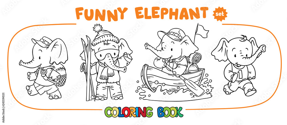 Funny baby elephant four coloring book set Funny baby elephant four coloring book set
