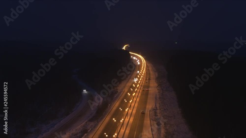 Traffic on the road in the dark