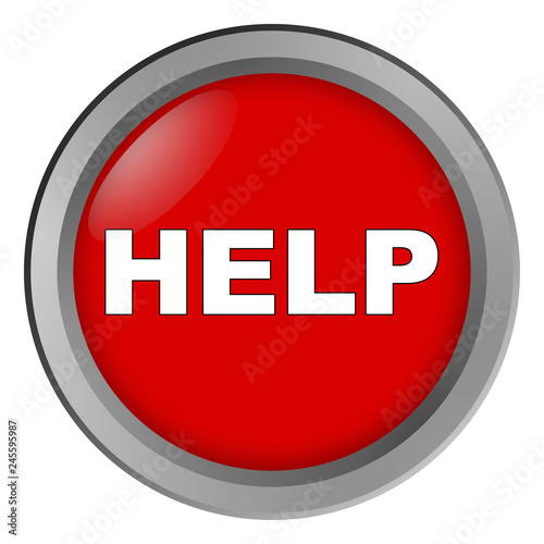 The word help on the button