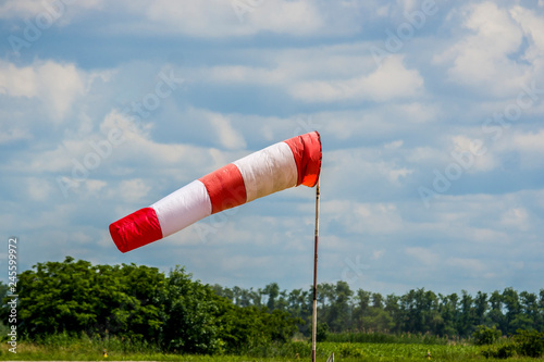 windsock against blue sky