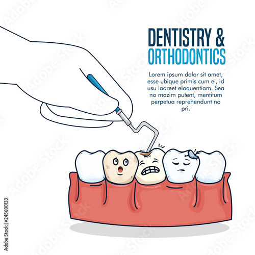 teeth healthcare treatment with dental probe