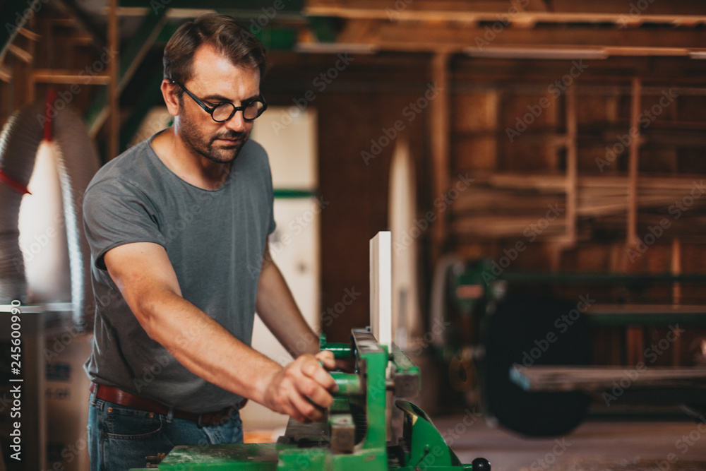 Portrait of Artisan Carpenter Working in his Workshop Portrait of Artisan Carpenter Working in his Workshop