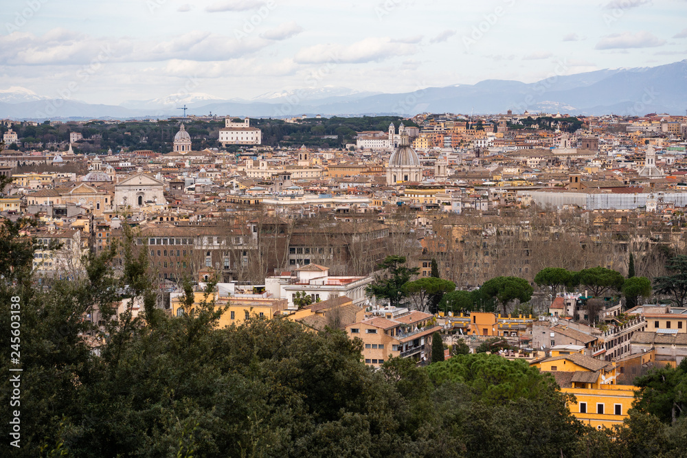 Aerial panorama of Rome from Janiculum terrace