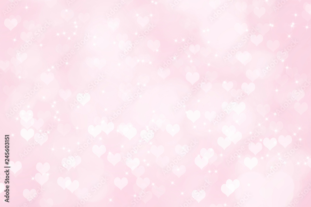 Heart shape bokeh Valentine day background, women's day love gradient