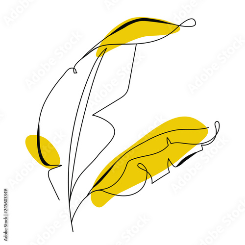 One line drawing banana tree leaf. Modern single line art, aesthetic contour. Perfect for home decor such as posters, wall art, tote bag, t-shirt print, sticker, mobile case. Vector illustration