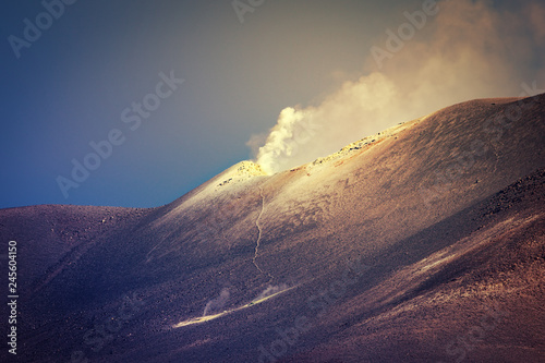 Isluga volcano crater, located in the region of Tarapaca, northern Chile photo