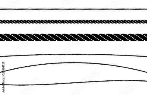 Rope String Flat Single Color Vector Illustration Set photo