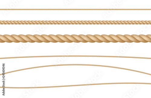 Rope String Natural Realistic Vector Illustration Set photo