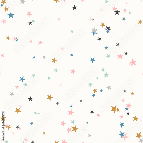 Seamless abstract background with stars. Infinity messy geometric pattern. Vector illustration. 