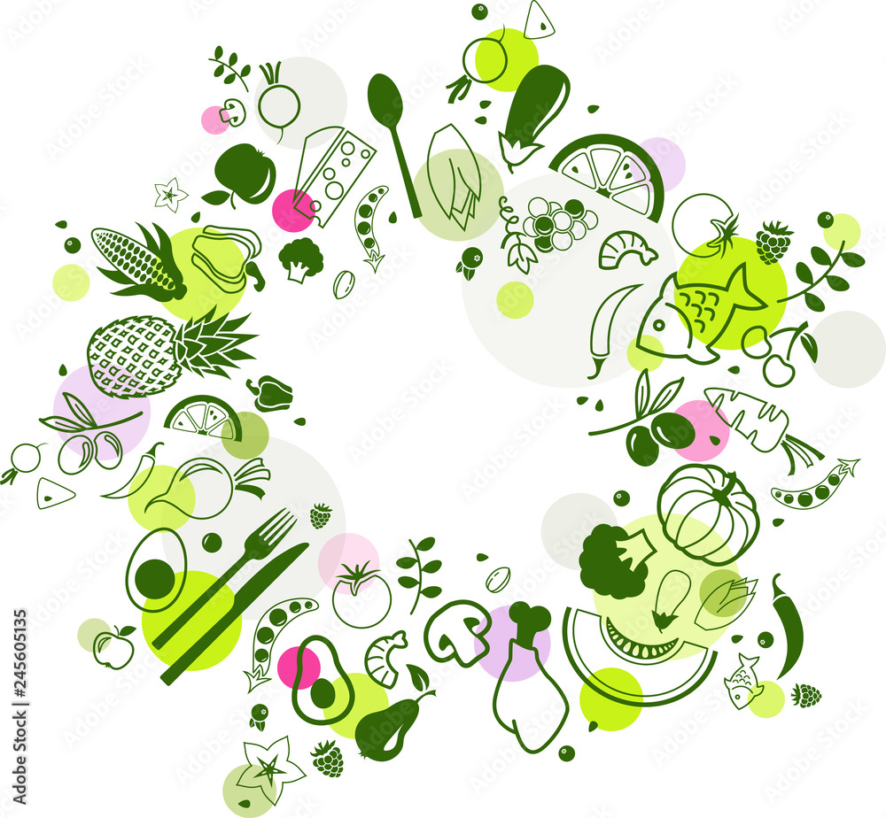 colourful & healthy food background - vector illustration Stock Vector ...