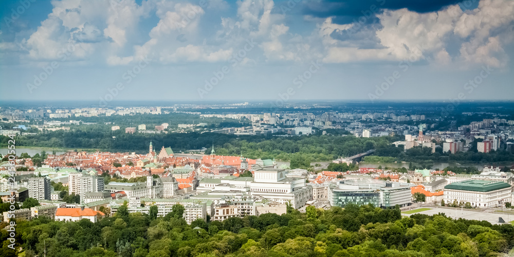 Obraz premium Panoramic view of Warsaw from above
