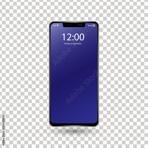 New frameless phone front black vector drawing eps10 format isolated on white background - vector