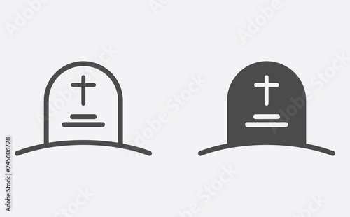 Tombstone filled and outline vector icon sign symbol