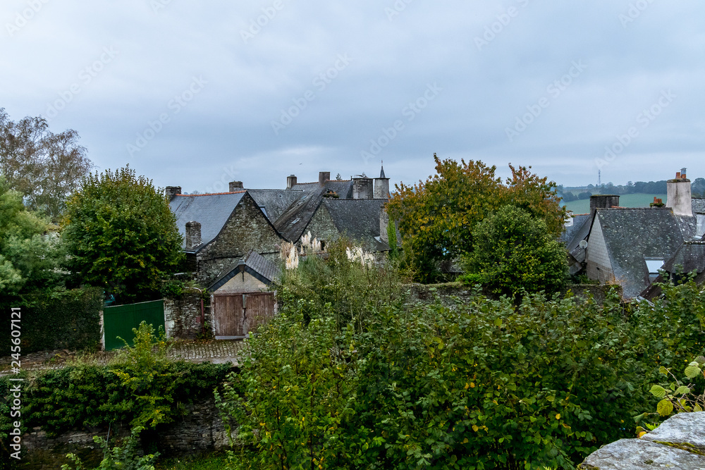 Slate roofs in Rochefort-en-Terre. French Brittany