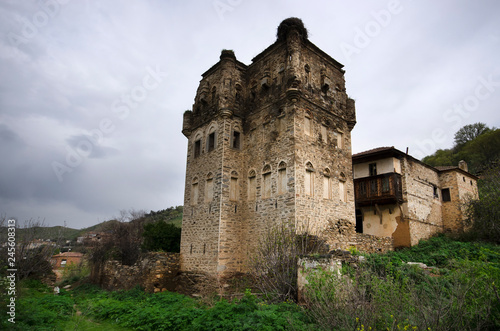 Close view to the tower of Arpaz Beyler mansion at Nazilli, Turkey photo