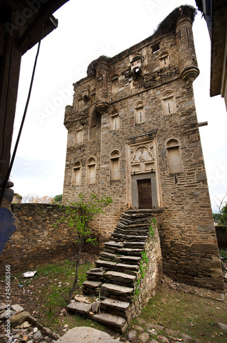 Entrance side and the stairs to the tower of Arpaz Beyler mansion at Nazilli, Turkey photo