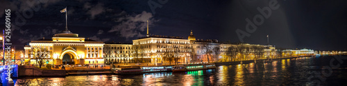 The embankment of the Neva river the view at night