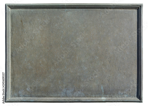 Old, blank, metal plaque isolated on white background