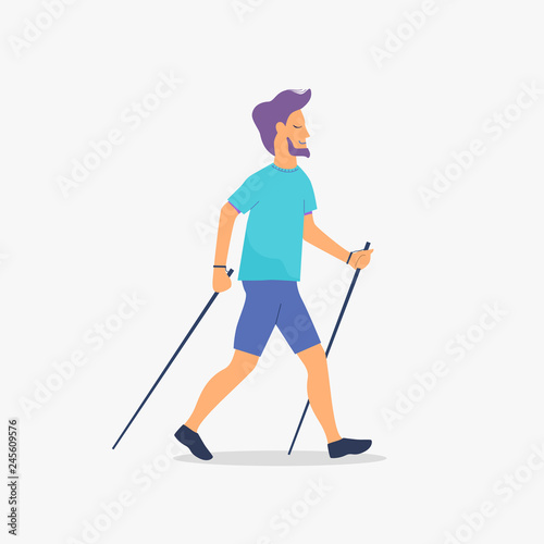 Nordic walking vector illustration
