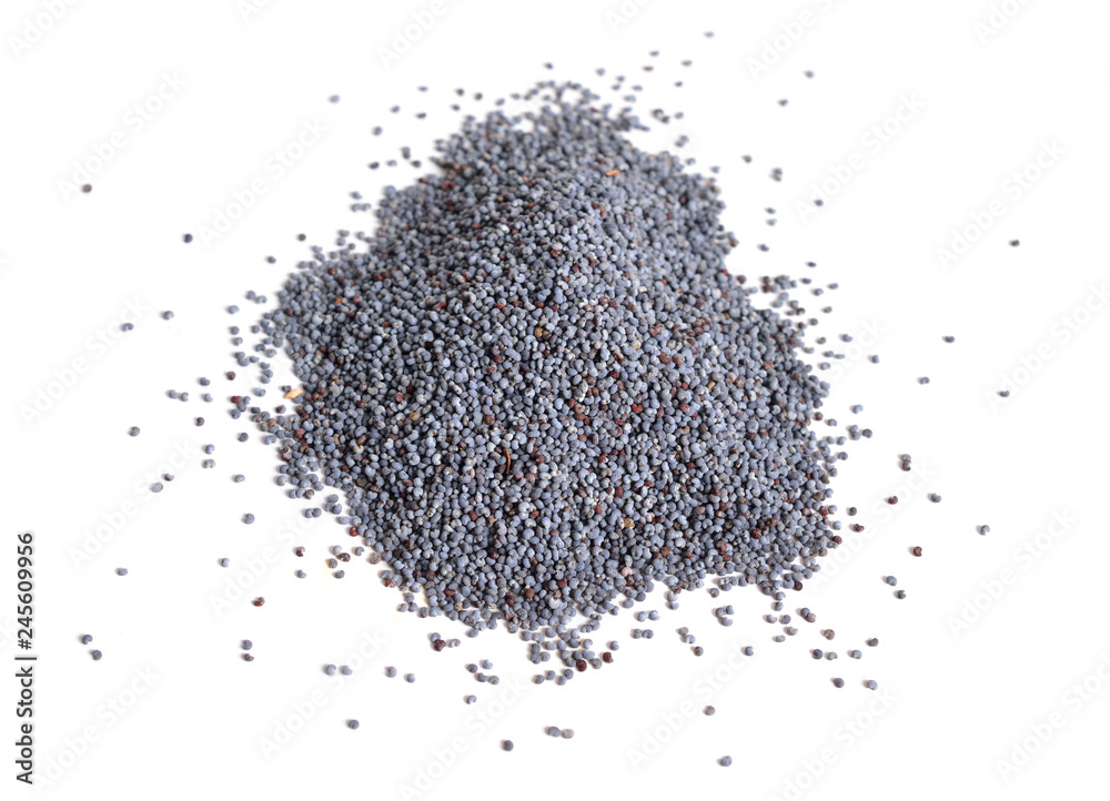 Papaver seed closeup isolated on white background Papaver seed closeup isolated on white background