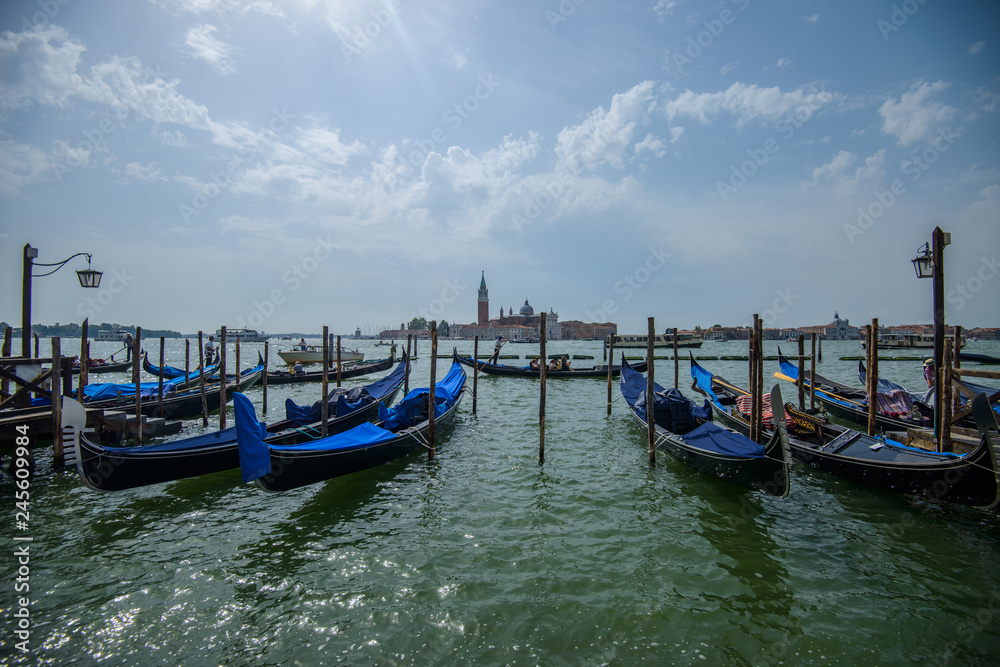 Gondolas at the Piazza San Marco, Venice, Italy