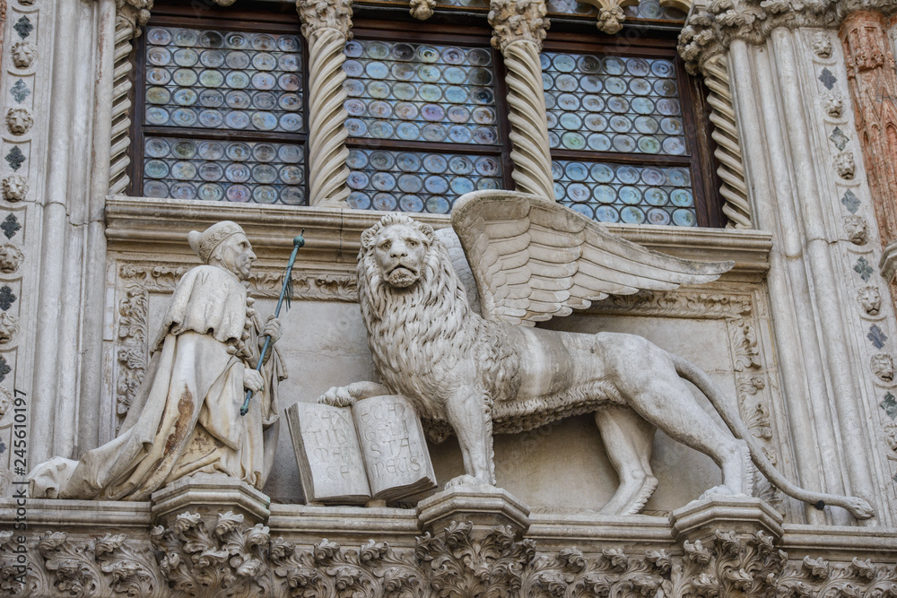 Porta della Carta of the Doges Palace in Venice, Italy
