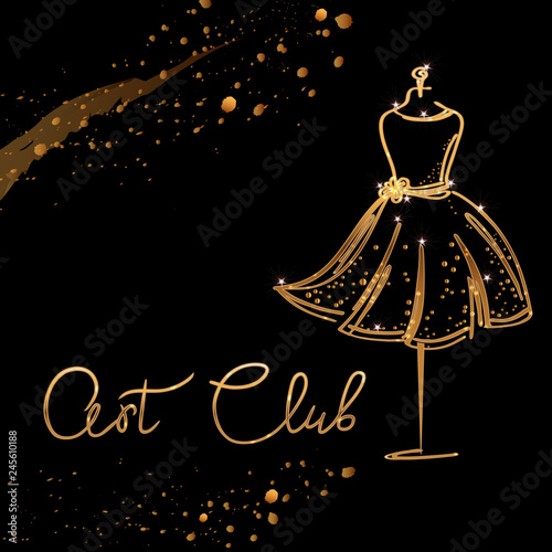 Logo Fashion studio. Custom handmade calligraphy, Vector brush lettering for fashion salon.