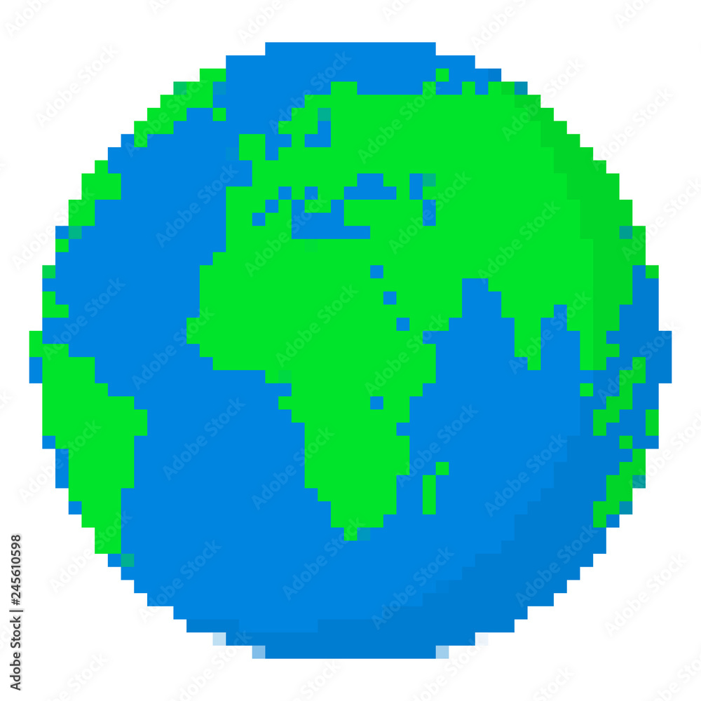 Pixel art design of Earth. Vector illustration.