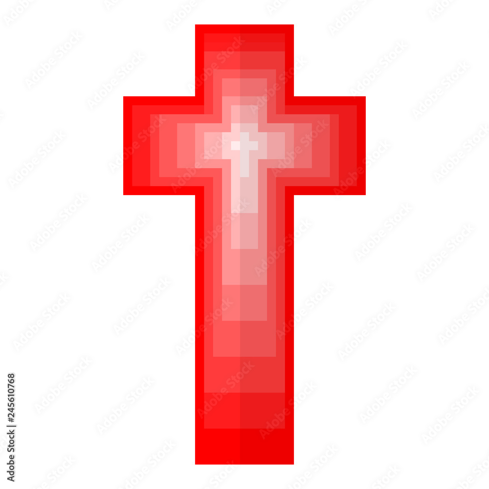 Pixel art design of Christian Cross. Vector illustration. Pixel art design of Christian Cross. Vector illustration.