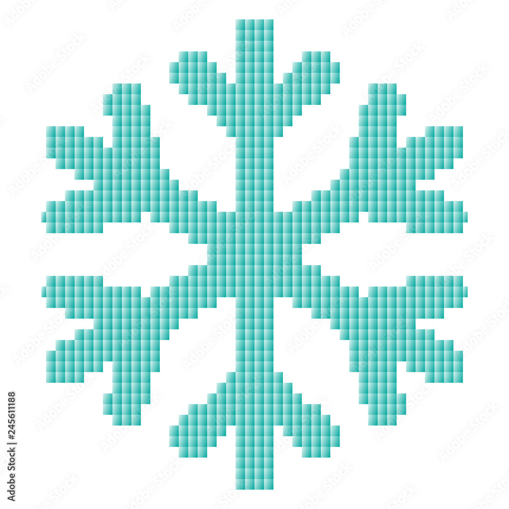 Color snowflake in pixel style. Vector illustration.