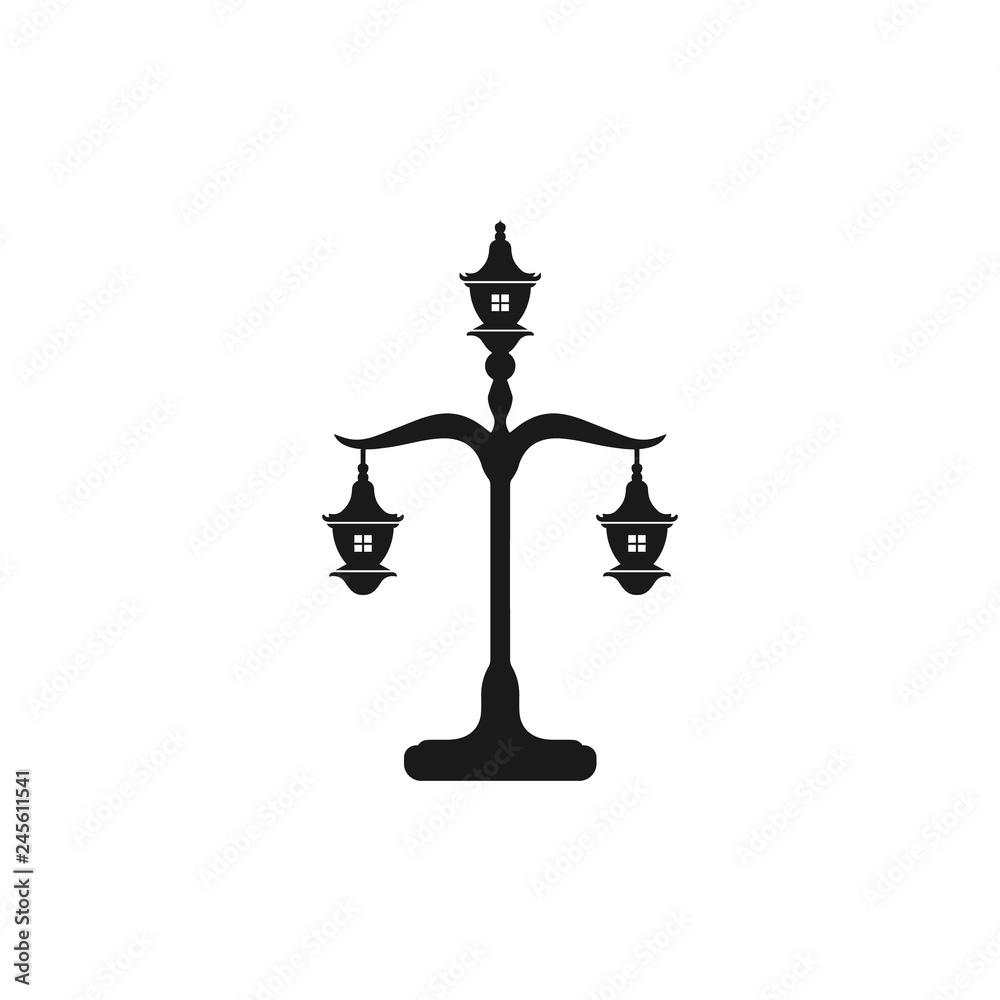 Lantern lamp logo design inspiration isolated in black color