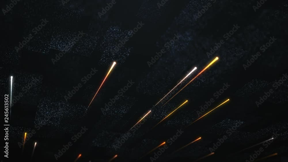 Pcf Animation Technological background with flying glowing lines and flickering ...