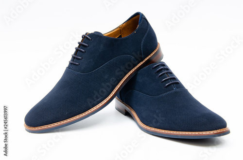 Obraz na plátne Blue suede shoes isolated on white background
