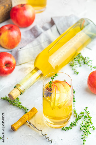 Hard apple cider cocktail with fall fresh thyme and star anise