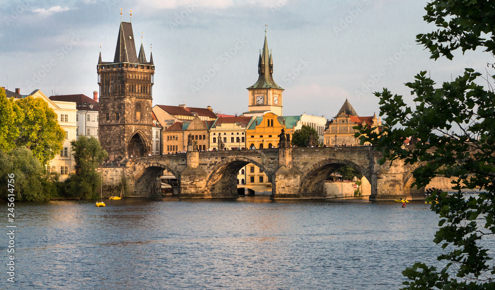 Prague, The Charles Bridge with the Old Town Tower Prague, The Charles Bridge with the Old Town Tower
