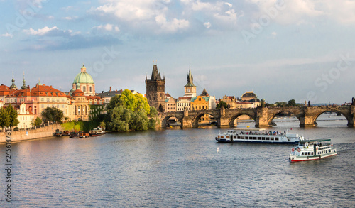 Prague, View of the River Vltava with the Charles Bridge