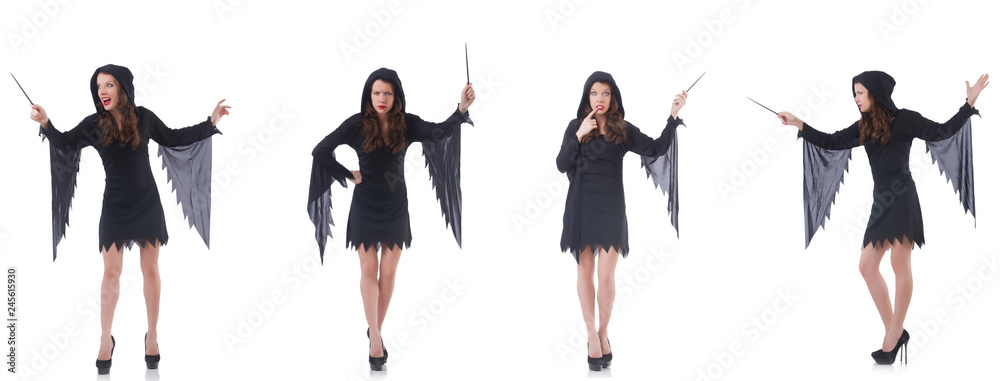 Obraz premium Woman with magical stick isolated on white