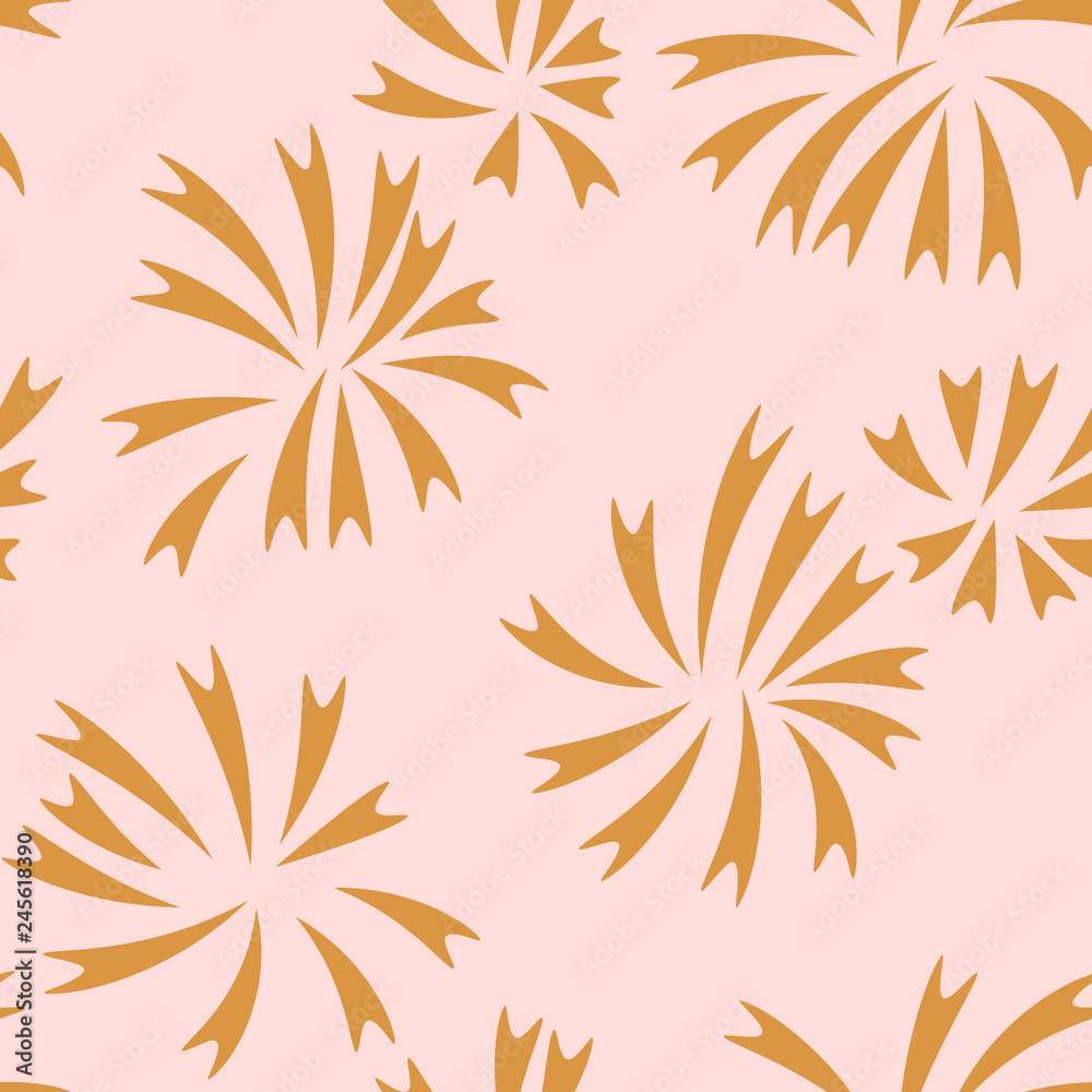 Abstract seamless pattern with fireworks. Festive background. Vector illustration. 