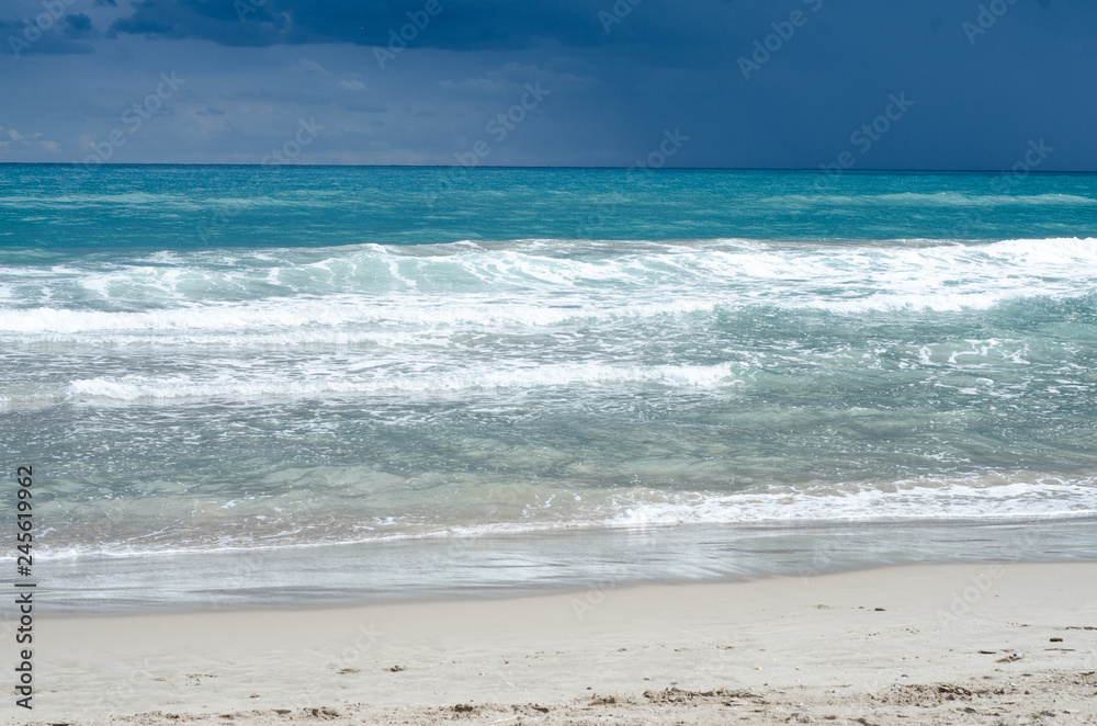 Background on a dark sky blue sea on a cloudy day Background on a dark sky blue sea on a cloudy day