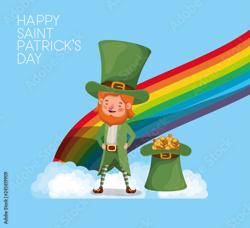 lemprechaun with rainbow saint patricks day font