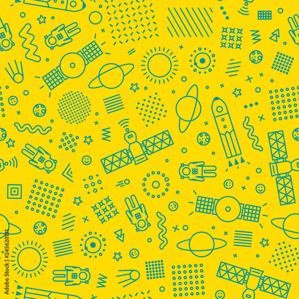 Green space elements on a yellow background