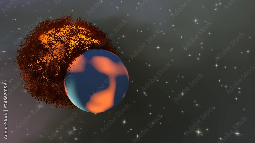 Planets Colliding Then Exploding With Galaxy Solar Universe Background