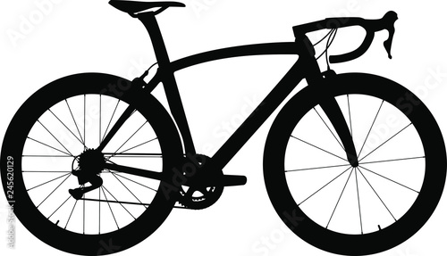 Road bike with deep-section wheels silhouette. Vector illustration. Stock  Vector | Adobe Stock