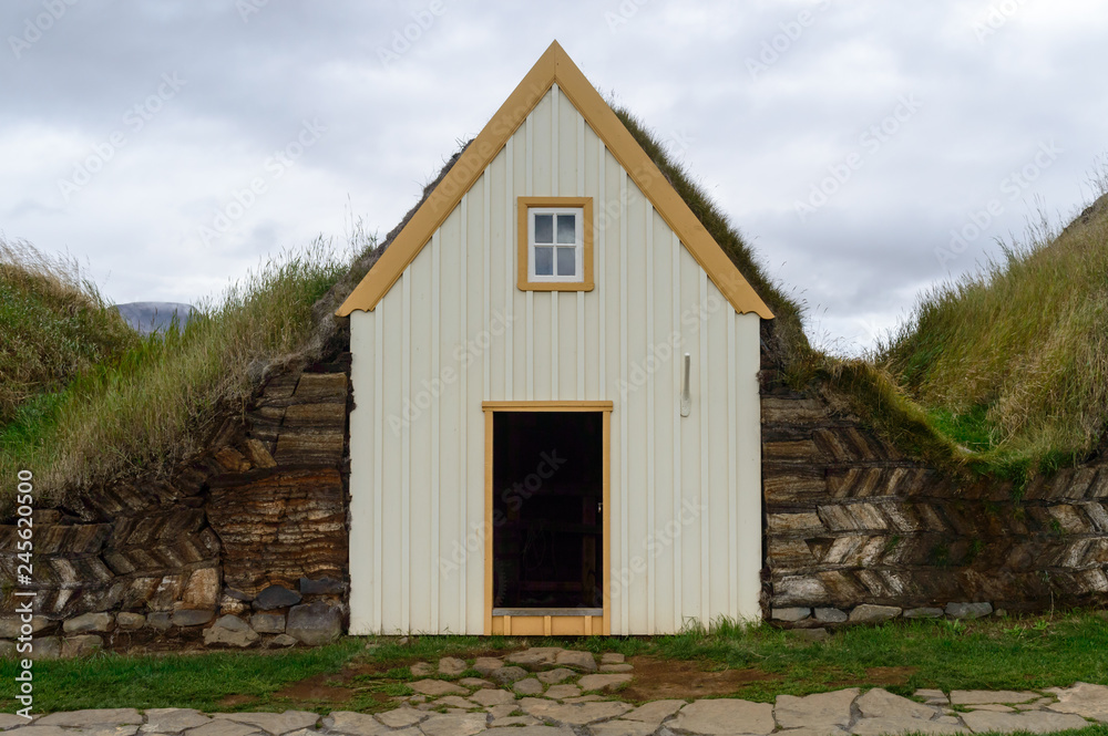 A turf house in Glaumbær, Iceland A turf house in Glaumbær, Iceland