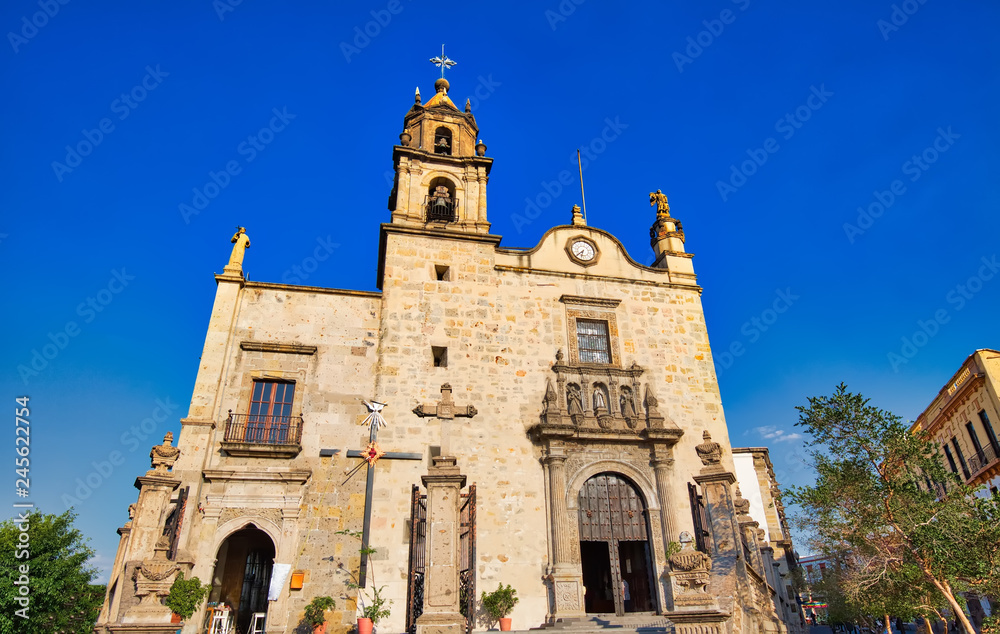 Scenic Guadalajara churches in historic city center