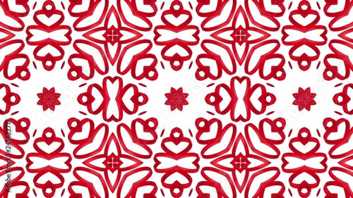 Red three-dimensional kaleidoscope patterns. animated abstract background. 3d render photo