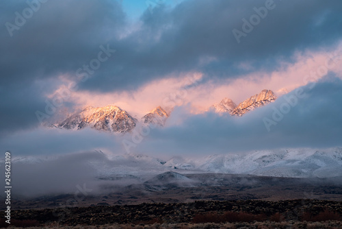 snowy peaks in cloudbreak Eastern Sierra Nevada mountains