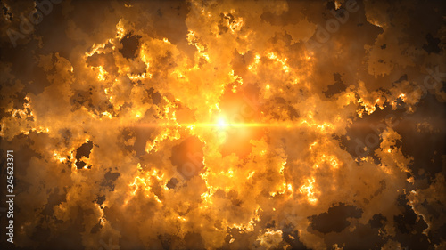 Orange 3d illustration background sunrise for texture design.