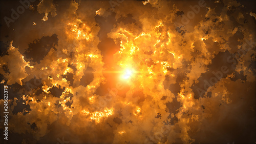 Orange 3d illustration background sunrise for texture design.